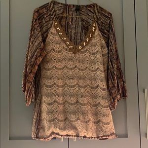 BKE Beaded Lace Top